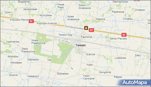 mapa Teresin powiat sochaczewski, Teresin powiat sochaczewski na mapie Targeo