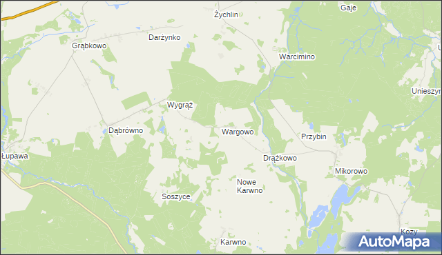 mapa Wargowo gmina Czarna Dąbrówka, Wargowo gmina Czarna Dąbrówka na mapie Targeo