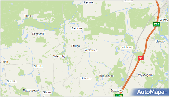 mapa Wołowiec gmina Nowogard, Wołowiec gmina Nowogard na mapie Targeo