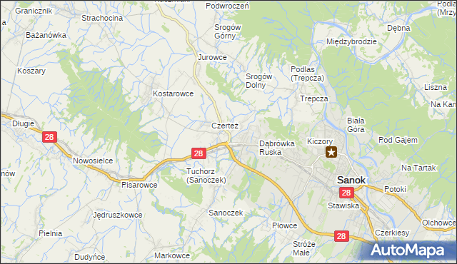 mapa Zabłotce gmina Sanok, Zabłotce gmina Sanok na mapie Targeo