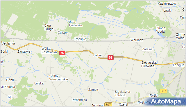 mapa Dąbie gmina Łuków, Dąbie gmina Łuków na mapie Targeo