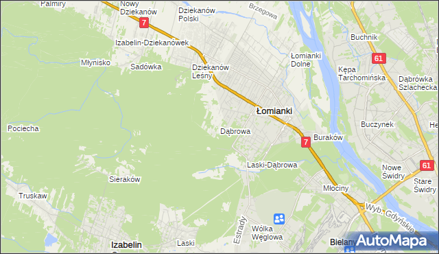 mapa Dąbrowa gmina Łomianki, Dąbrowa gmina Łomianki na mapie Targeo