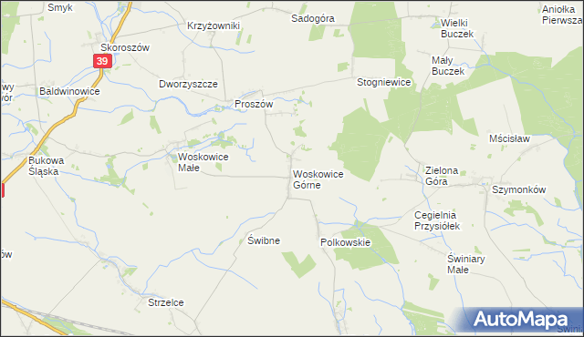 mapa Woskowice Górne, Woskowice Górne na mapie Targeo