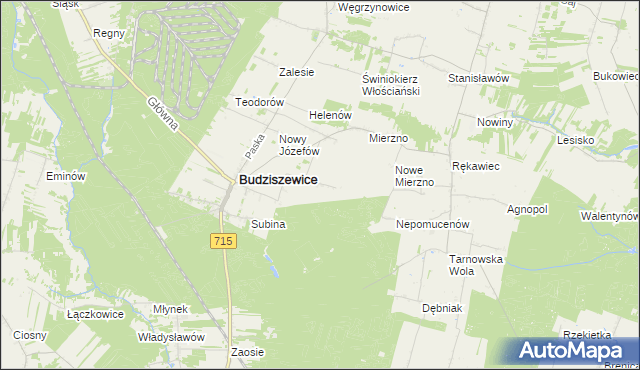 mapa Adamów gmina Budziszewice, Adamów gmina Budziszewice na mapie Targeo