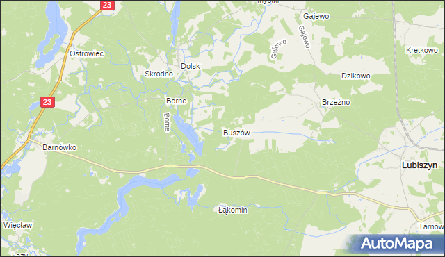 mapa Buszów gmina Lubiszyn, Buszów gmina Lubiszyn na mapie Targeo