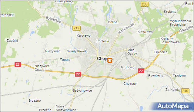 mapa Chojnic, Chojnice na mapie Targeo