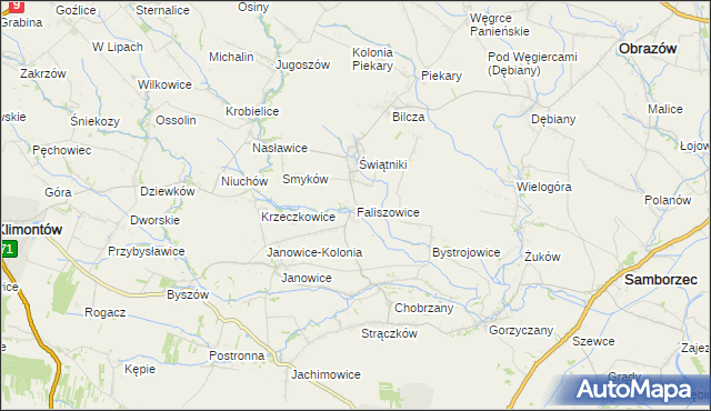 mapa Faliszowice, Faliszowice na mapie Targeo
