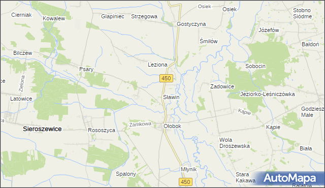 mapa Sławin, Sławin na mapie Targeo