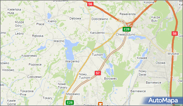 mapa Tuchom, Tuchom na mapie Targeo