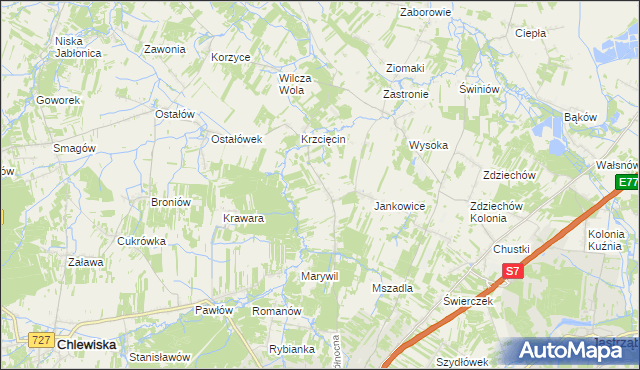 mapa Wysocko gmina Szydłowiec, Wysocko gmina Szydłowiec na mapie Targeo