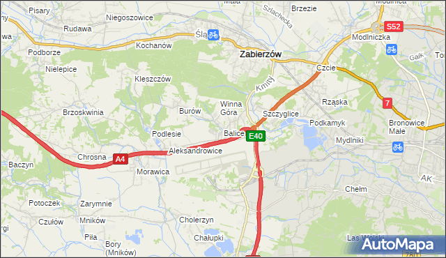 mapa Balice gmina Zabierzów, Balice gmina Zabierzów na mapie Targeo