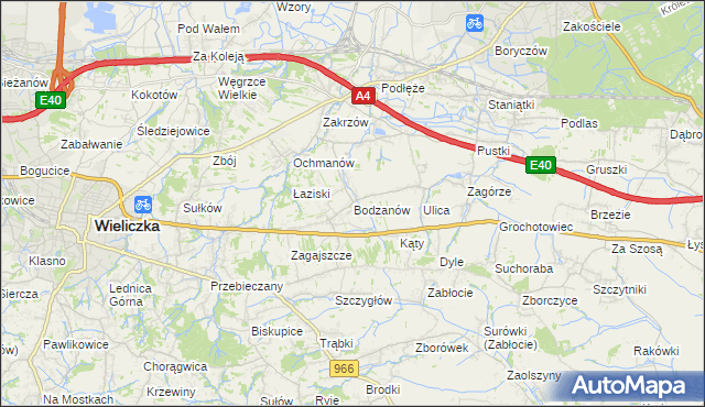 mapa Bodzanów gmina Biskupice, Bodzanów gmina Biskupice na mapie Targeo