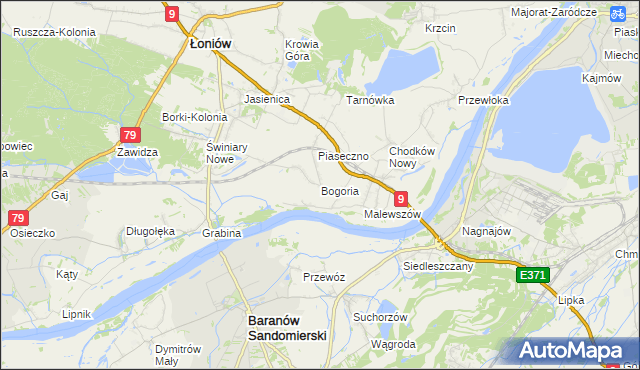 mapa Bogoria gmina Łoniów, Bogoria gmina Łoniów na mapie Targeo