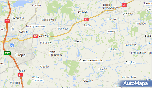 mapa Częstoniew, Częstoniew na mapie Targeo