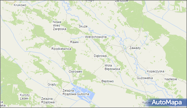 mapa Dąbrowa gmina Baranowo, Dąbrowa gmina Baranowo na mapie Targeo