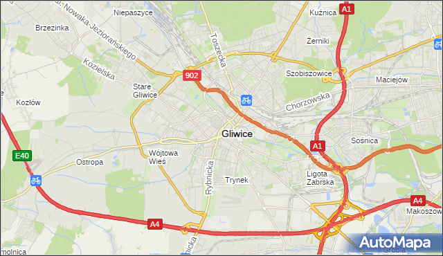 mapa Gliwic, Gliwice na mapie Targeo