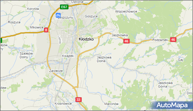 mapa Jaszkowa Dolna, Jaszkowa Dolna na mapie Targeo