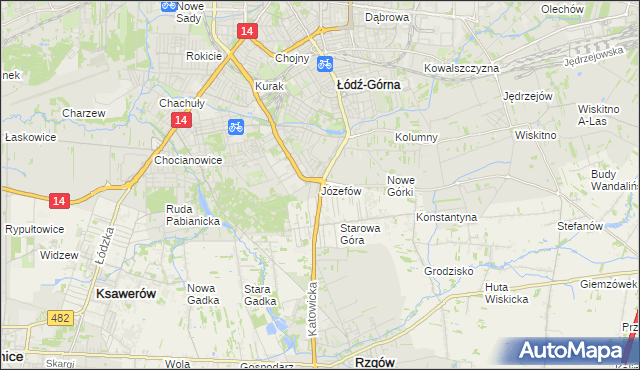 mapa Józefów gmina Łódź, Józefów gmina Łódź na mapie Targeo