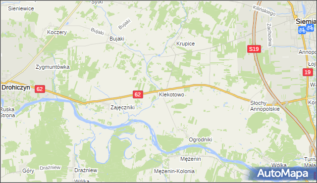 mapa Klekotowo gmina Siemiatycze, Klekotowo gmina Siemiatycze na mapie Targeo