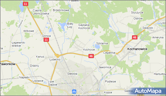 mapa Kochcice, Kochcice na mapie Targeo