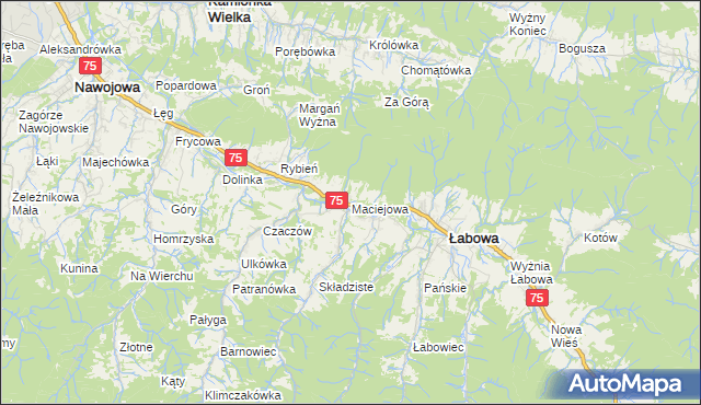 mapa Maciejowa, Maciejowa na mapie Targeo