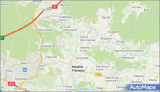 mapa Masłów Drugi, Masłów Drugi na mapie Targeo