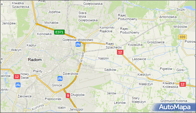 mapa Natolin gmina Jedlnia-Letnisko, Natolin gmina Jedlnia-Letnisko na mapie Targeo
