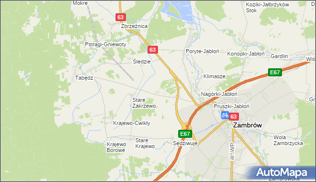 mapa Nowe Zakrzewo, Nowe Zakrzewo na mapie Targeo