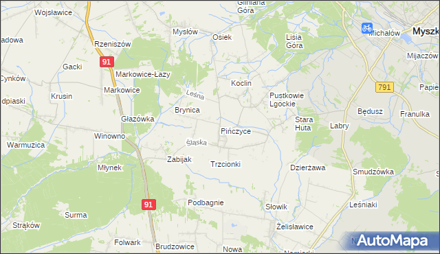 mapa Pińczyce, Pińczyce na mapie Targeo