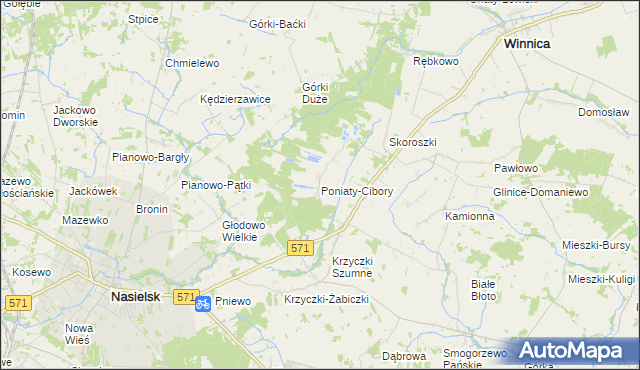 mapa Poniaty-Cibory, Poniaty-Cibory na mapie Targeo