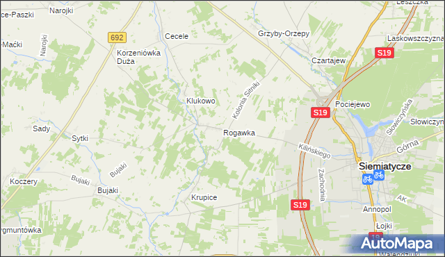 mapa Rogawka, Rogawka na mapie Targeo
