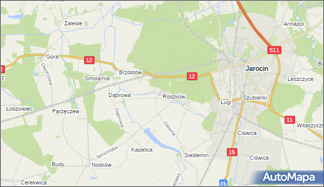 mapa Roszków gmina Jarocin, Roszków gmina Jarocin na mapie Targeo