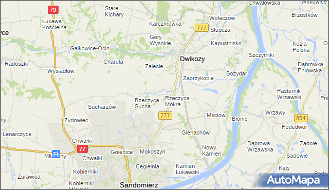 mapa Rzeczyca Mokra, Rzeczyca Mokra na mapie Targeo