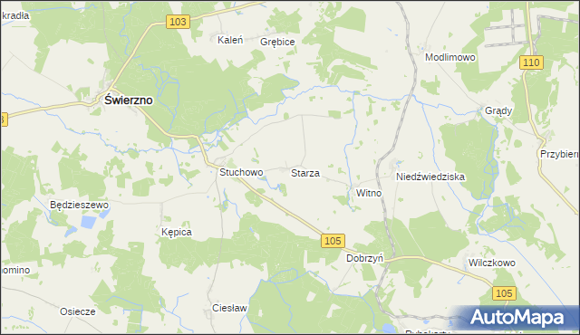 mapa Starza gmina Świerzno, Starza gmina Świerzno na mapie Targeo