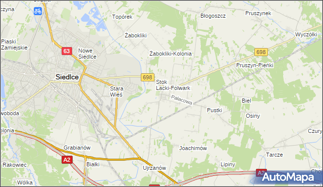 mapa Stok Lacki, Stok Lacki na mapie Targeo