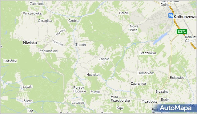 mapa Zapole gmina Niwiska, Zapole gmina Niwiska na mapie Targeo