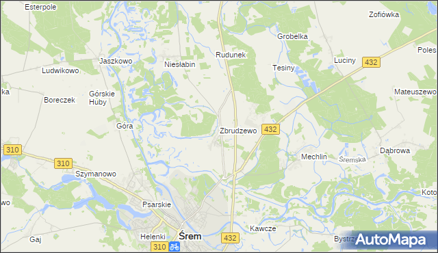 mapa Zbrudzewo, Zbrudzewo na mapie Targeo