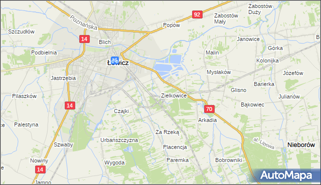 mapa Zielkowice, Zielkowice na mapie Targeo