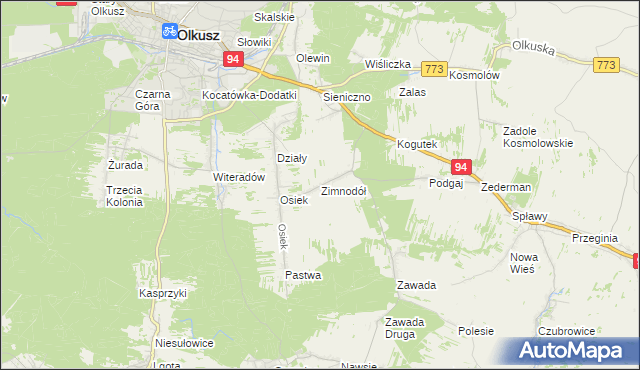 mapa Zimnodół, Zimnodół na mapie Targeo