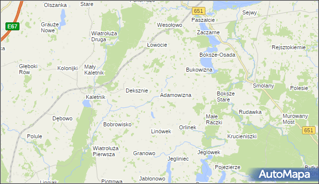 mapa Adamowizna gmina Szypliszki, Adamowizna gmina Szypliszki na mapie Targeo
