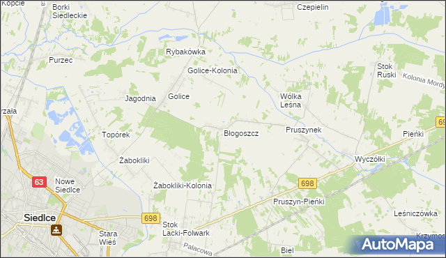 mapa Błogoszcz, Błogoszcz na mapie Targeo