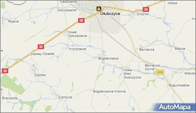 mapa Bogdanowice, Bogdanowice na mapie Targeo
