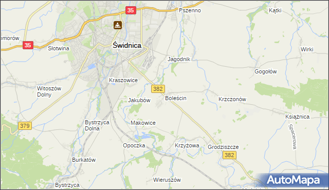 mapa Boleścin gmina Świdnica, Boleścin gmina Świdnica na mapie Targeo