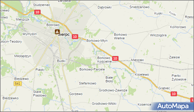 mapa Borkowo Kościelne, Borkowo Kościelne na mapie Targeo