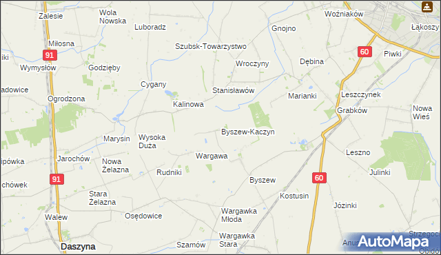 mapa Byszew-Kaczyn, Byszew-Kaczyn na mapie Targeo