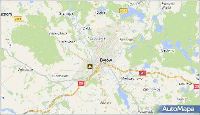 mapa Bytów, Bytów na mapie Targeo