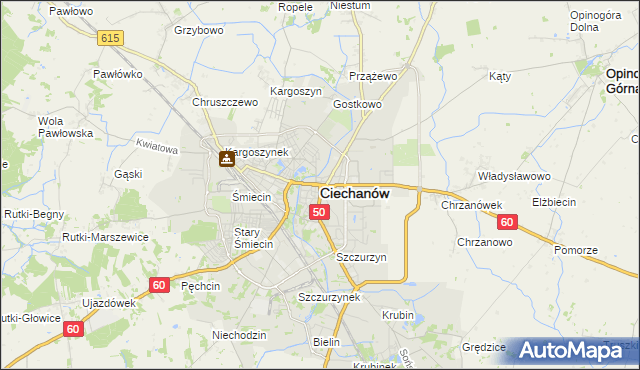 mapa Ciechanów, Ciechanów na mapie Targeo