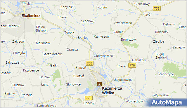 mapa Cudzynowice, Cudzynowice na mapie Targeo