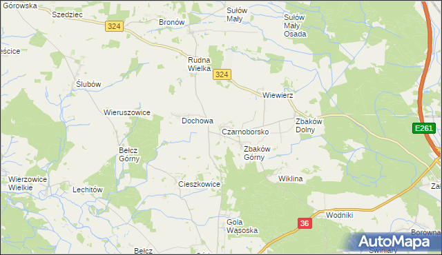 mapa Czarnoborsko, Czarnoborsko na mapie Targeo
