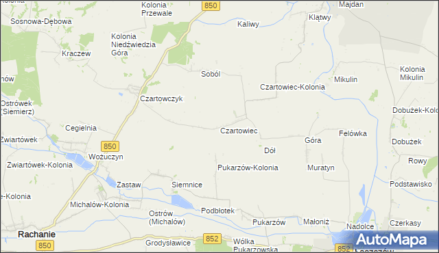 mapa Czartowiec gmina Tyszowce, Czartowiec gmina Tyszowce na mapie Targeo